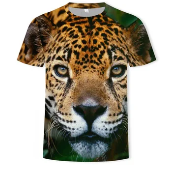 Летняя винтажная футболка с леопардовым принтом, мужская уличная одежда в стиле харадзюку с коротким рукавом