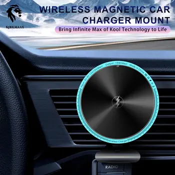 Беспроводное магнитное автомобильное зарядное устройство KOOLMAAX, быстрая зарядка мощностью 15 Вт для подачи топлива в воздуховод автомобиля и держатель для экрана электромобиля