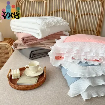 Шифоновое летнее двойное одеяло в корейском стиле, милое летнее одеяло для принцессы, Удобное дышащее одинарное двойное тонкое одеяло