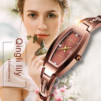 TAXAU Высококачественный Японский Кварцевый механизм, Женские часы, ремешок из вольфрамовой стали, Розовое золото, Модные женские наручные часы, подарок Reloj Mujer