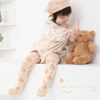 Медово-персиковые носки от комаров, удобные детские чулочно-носочные изделия, длинные носки для девочек, гольфы до колена, чулки в корейском стиле