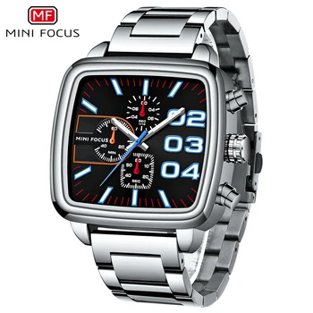 Мужские деловые кварцевые часы MINI FOCUS из нержавеющей Стали, лучший бренд класса Люкс, Светящиеся Многофункциональные водонепроницаемые мужские часы + коробка