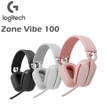Logitech Zone Vibe 100 Легкие беспроводные наушники с микрофоном с шумоподавлением, усовершенствованный многоточечный игровой интерфейс Bluetooth