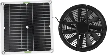 Вентилятор с панельным питанием, 10 дюймов 100 Вт, водонепроницаемый солнечный вытяжной вентилятор 3000 об/мин, мини-круглый вентилятор для теплицы, курятника, собаки