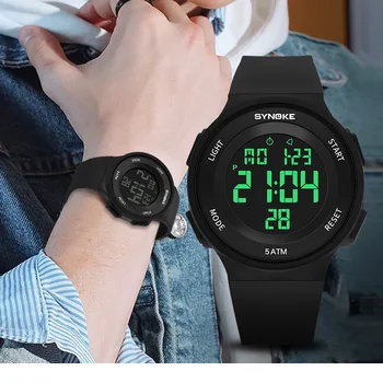 Цифровые часы SYNOKE Для мужчин и женщин, Водонепроницаемые спортивные электронные светодиодные мужские наручные часы, Белые Модные Армейские Многофункциональные часы