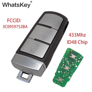 WhatsKey 3 Кнопочный Ключ Дистанционного Управления Автомобилем Smart Key 433 МГц ID48 Чип 3C0959752BA Для Volkswagen VW Passat B6 B7 Magotan CC