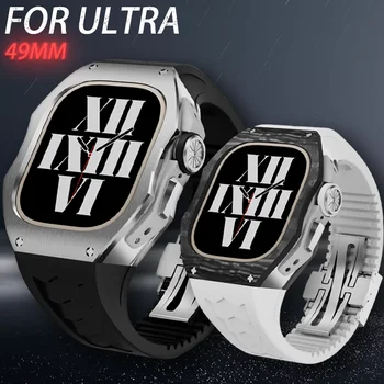 Корпус из углеродного волокна и титанового сплава Bazel для Apple Watch Ultra 49 мм, Ремешок из фторопластика для iWatch Ultra 49 мм, Комплект для модификации