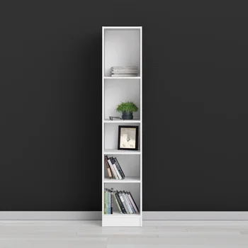 Высокий узкий книжный шкаф Element Collection с 5 полками, белый