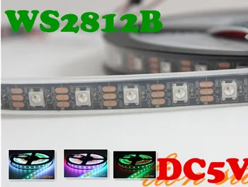 Водонепроницаемая IP20/IP67/IP65 Черная печатная плата 5 метров Индивидуально адресуемого цвета WS2812B 5050 SMD RGB Светодиодная лента 60 светодиодов/М DC 5V