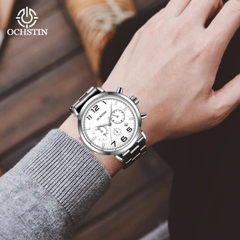 OCHSTIN Модные мужские часы из нержавеющей стали, роскошные кварцевые наручные часы с календарем, деловые часы для мужчин, часы Montre Homme