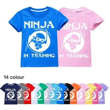 NINJA KIDZ, Детские хлопковые футболки с героями мультфильмов, Новинка 2023 года, Летняя футболка с короткими рукавами для мальчиков и девочек, топы, Детский костюм, одежда для косплея