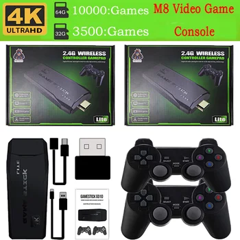 Игровая консоль 4K HD, Ретро-консоль, Беспроводной контроллер Для PS1/FC/GBA, мини-игровая коробка, Встроенная в M8/64G/10000 Classic Gam