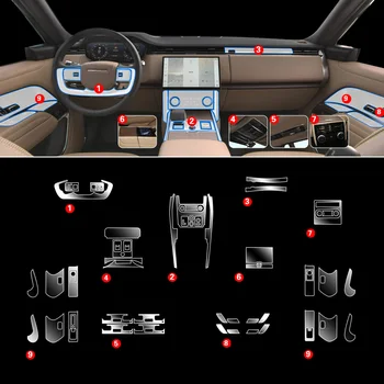 Для Land Rover Range Rover 2023 Прозрачная защитная пленка из ТПУ Внутренняя наклейка Центральная консоль дверная панель автомобильные аксессуары