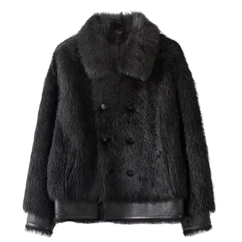 Denny & Dora Черная куртка из овечьей шерсти Тосканская куртка из овечьей шерсти Мужская Куртка из овечьей шерсти B3