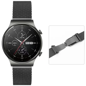 22 мм 20 мм Миланский Ремешок для Samsung Galaxy Watch 3/4/5/Active2/Huawei Watch GT2 Металлический браслет с пряжкой-бабочкой для Amazfit GTR