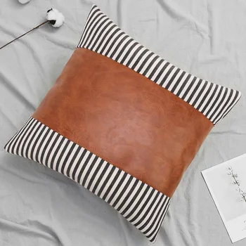 Домашняя искусственная кожа, лоскутное полотно, Полосатая Наволочка для дивана, подушка в американском стиле, подушка для изголовья кровати, 45x45 см