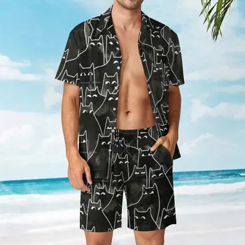 Подозрительные Кошки, мужской пляжный костюм для отдыха, одежда высшего качества, 2 предмета, брючный костюм высокого качества