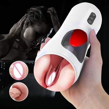 Автоматический Мастурбатор Мужской Настоящая Вагинальная Чашка Для Мастурбации Вибрационная Машина для Минета Секс-игрушка для взрослых Вибратор Мастурбатор для мужчин