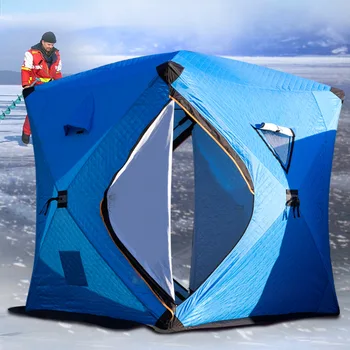 Автоматическое всплывающее пользовательское укрытие на открытом воздухе Ice Cube для зимней рыбалки, портативная квадратная походная изолированная палатка для кемпинга