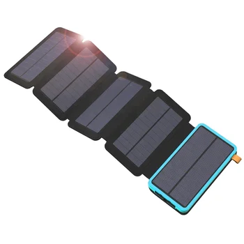 Самое продаваемое солнечное зарядное устройство Amazon 20000 мАч, двойной USB, водонепроницаемый портативный банк солнечной энергии для IOS и Android
