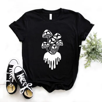 Женские футболки с принтом волшебного гриба, хлопковая повседневная забавная футболка для леди Ен, футболка для девочек, хипстерская футболка T553