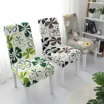 Универсальный эластичный чехол для обеденного стула с цветочным принтом, Современный съемный Защитный чехол для кухонного сиденья, Эластичный чехол для стула