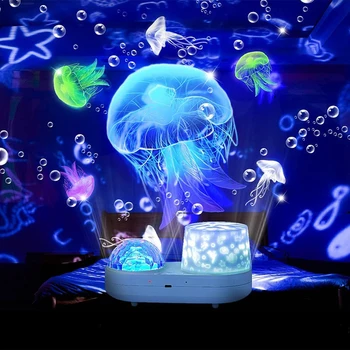 Проекционный светильник для Спальни с Океаном, Вращающийся На 360 ° Красочный Фэнтезийный светодиодный Светильник, Двухслойный 3D Проектор Звездного Неба, Ночник С Дельфином
