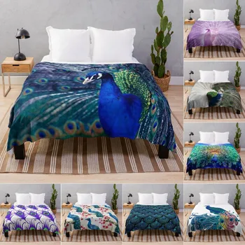 Фланелевое флисовое одеяло с павлином, ультра Мягкое Уютное теплое легкое одеяло из микрофлиса для дома, спальни, гостиной, дивана