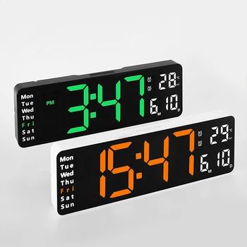 Настенные цифровые настенные часы с дистанционным управлением Дата Неделя Дисплей температуры Таймер обратного отсчета 13 дюймов светодиодные настольные будильники Декор