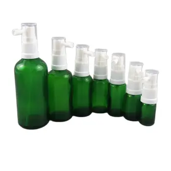 15X Стеклянный Зеленый Пустой Многоразовый флакон назального спрея с пластиковым белым распылителем, контейнер для воды для макияжа, для домашнего использования, 5 мл-100 мл