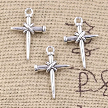 15 шт. Подвески с крестом для ногтей 25x16 мм, подвески из античного серебра, изготовление ювелирных изделий ручной работы в тибетском стиле