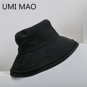 Весенняя нишевая шляпа UMI MAO Yoji Yamamoto, темная универсальная рыбацкая шляпа с широкими полями