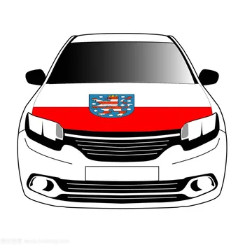 крышка капота автомобиля с государственными флагами Тюрингена 3,3x5ft /5x7ft из 100% полиэстера, эластичные ткани двигателя можно стирать, баннер на капоте автомобиля