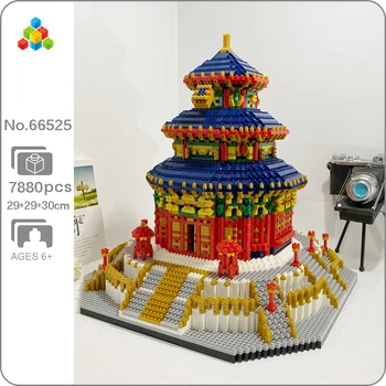 YZ 66525 Мировая архитектура Китайский Храм Неба Модель Дворца DIY Мини Алмазные Блоки Кирпичи Строительная Игрушка для Детей без коробки