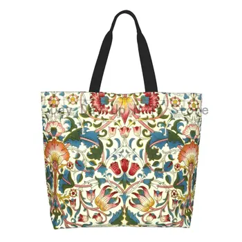 Забавная сумка-тоут Уильяма Морриса для покупок из Вторичной переработки С цветочным текстильным Рисунком, Холщовая сумка для покупок на плечо