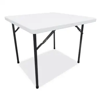 Квадратный Пластиковый складной стол, 36 ш x 36 г x 29 1/4 в, белый Многофункциональный Складной стол для кемпинга на открытом воздухе
