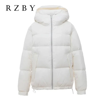 Women White Duck Down Nvierno Mujer Warm Hooded Loose Casual женские куртки на зиму 2023 Women Short Style Winter Coat RZBY686