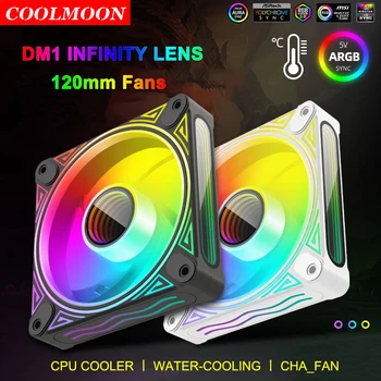 Coolmoon DM1 Прямое/Обратное Лезвие 5V ARGB Синхронизация 120 мм Охлаждающий Вентилятор PWM/12 см RGB Вентиляторы Для Корпуса CPU Raditor Cooler Радиатор