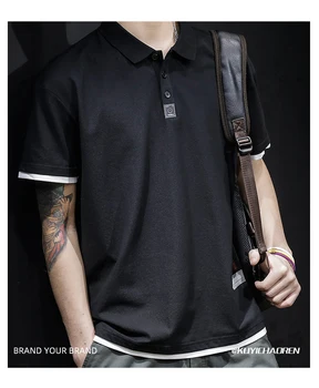 M6375 Высококачественная мужская футболка-поло с короткими рукавами, летняя брендовая футболка ins tide большого размера с отворотом, мужская футболка с коротким рукавом